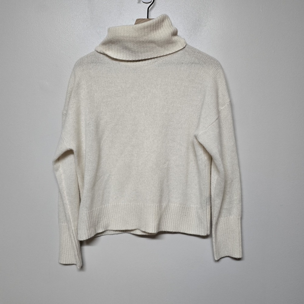 360 Cashmere Womens Raelynn Ivory 100% Cashmere‎ Turtleneck Sweater Sz S Soft